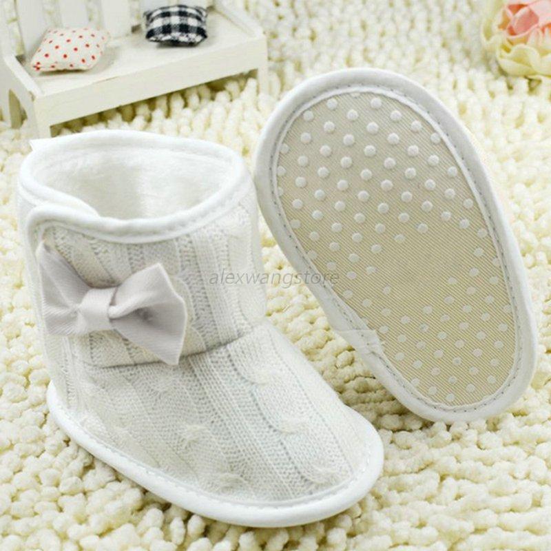 Toddler Baby Girls Knit Snow Boots Bowknot Newborn Soft Sole Fleece Crib Shoes eBay